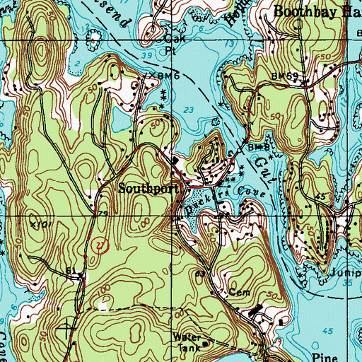 Topographic Map of Southport, ME