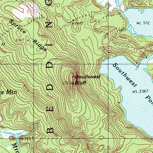 Topographic Map of Southwest Bluff, ME