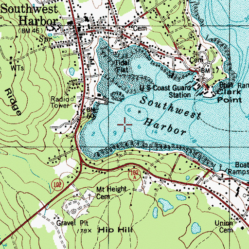 Topographic Map of Southwest Harbor, ME