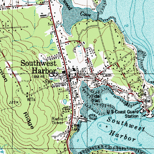 Topographic Map of Southwest Harbor, ME