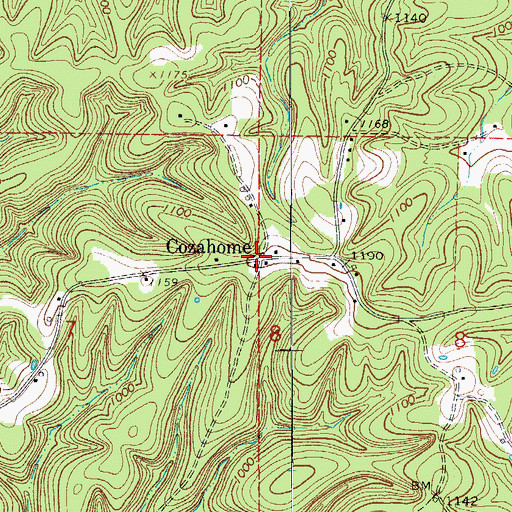 Topographic Map of Cozahome, AR