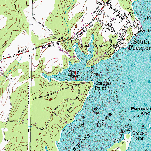 Topographic Map of Spar Cove, ME