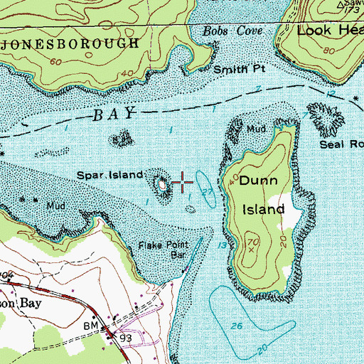 Topographic Map of Spar Island, ME