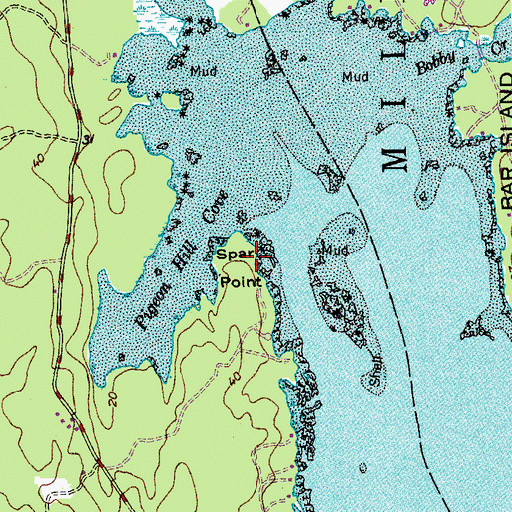 Topographic Map of Spar Point, ME