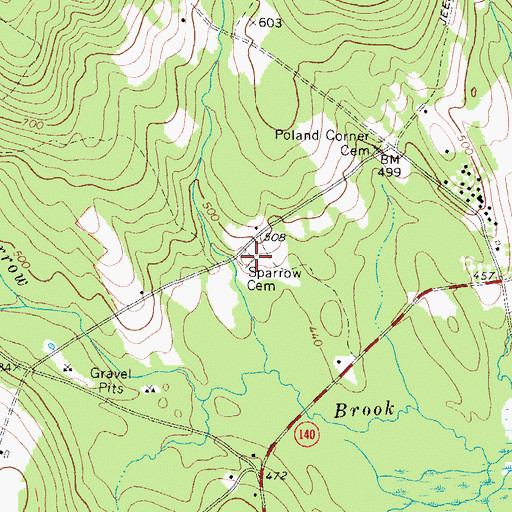 Topographic Map of Sparrow Cemetery, ME