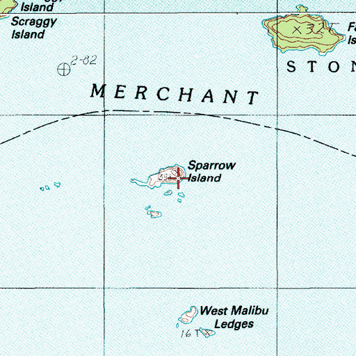 Topographic Map of Sparrow Island, ME