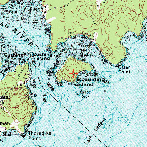 Topographic Map of Spaulding Island, ME