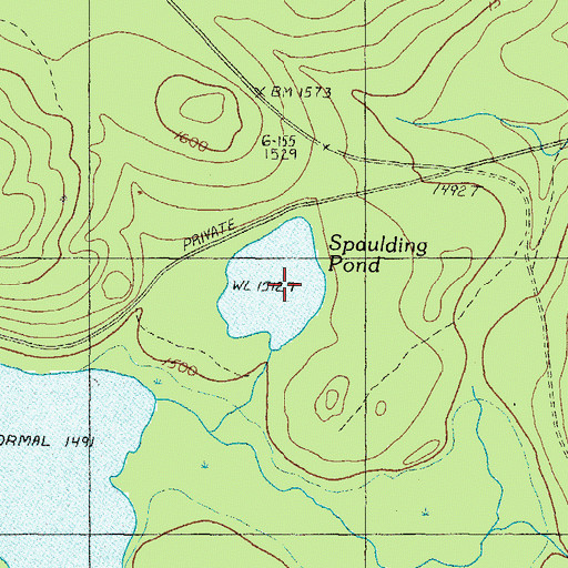 Topographic Map of Spaulding Pond, ME