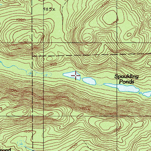Topographic Map of Spaulding Ponds, ME