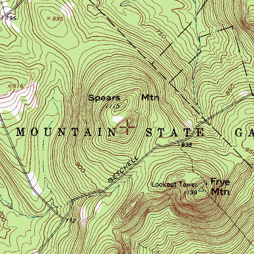 Topographic Map of Spears Mountain, ME