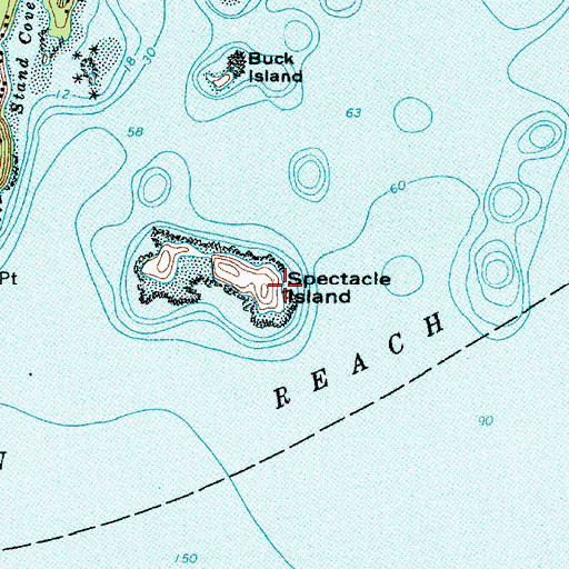 Topographic Map of Spectacle Island, ME