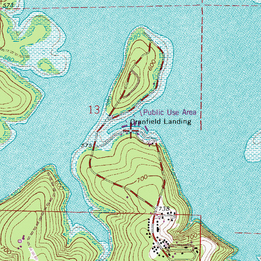 Topographic Map of Cranfield Landing, AR