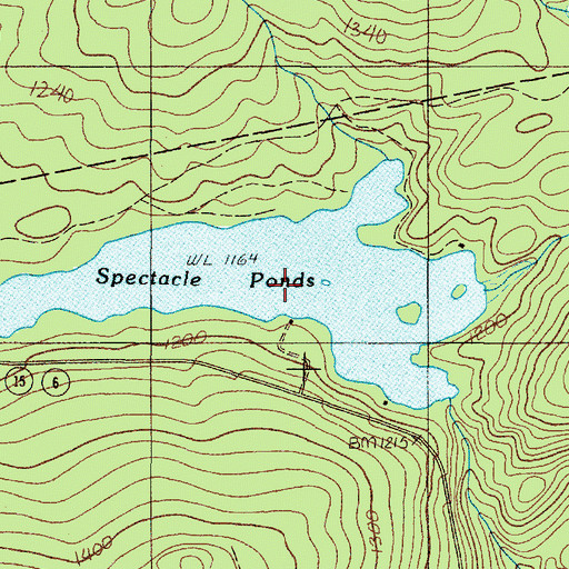 Topographic Map of Spectacle Ponds, ME