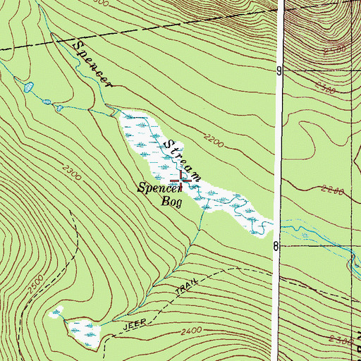 Topographic Map of Spencer Bog, ME