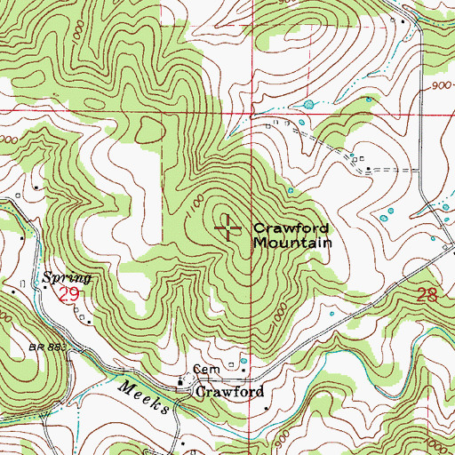 Topographic Map of Crawford Mountain, AR