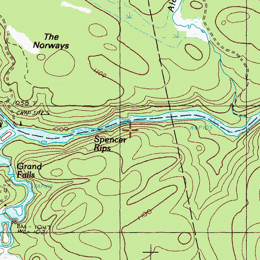 Topographic Map of Spencer Rips, ME