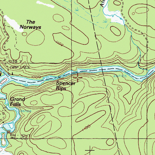 Topographic Map of Spencer Rips, ME