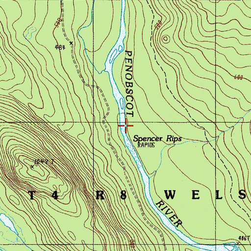 Topographic Map of Spencer Rips, ME