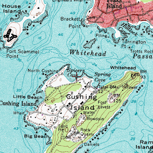Topographic Map of Spicers Cove, ME