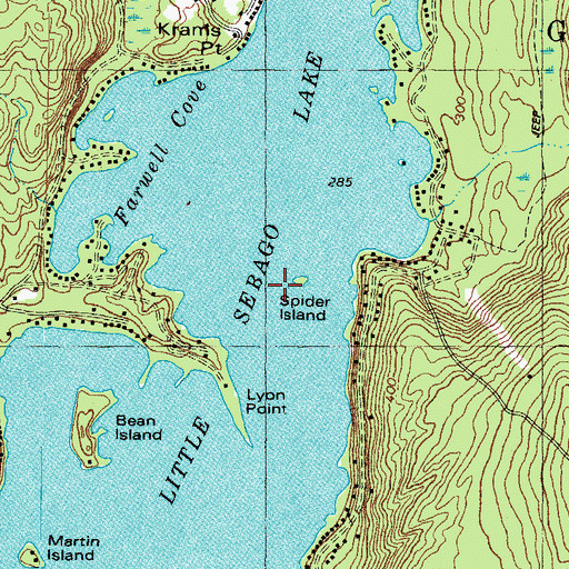 Topographic Map of Spider Island, ME