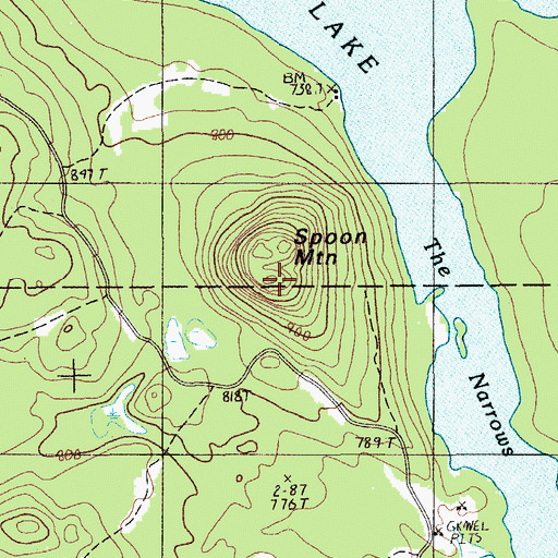 Topographic Map of Spoon Mountain, ME
