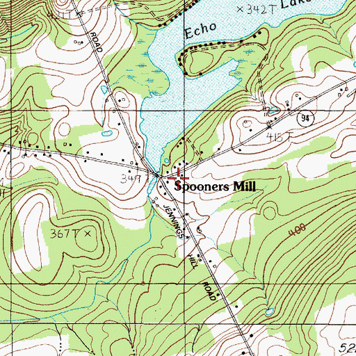 Topographic Map of Spooners Mill, ME