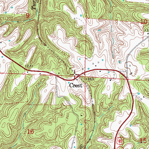Topographic Map of Crest, AR