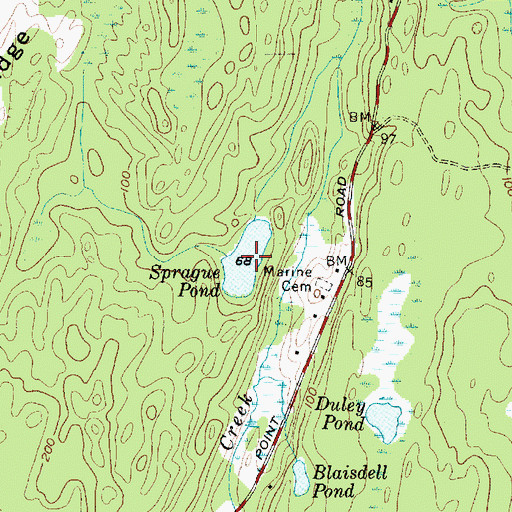 Topographic Map of Sprague Pond, ME