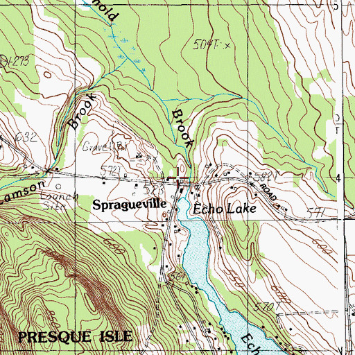 Topographic Map of Spragueville, ME