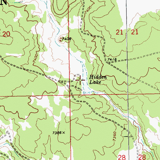 Topographic Map of Hidden Lake, AZ
