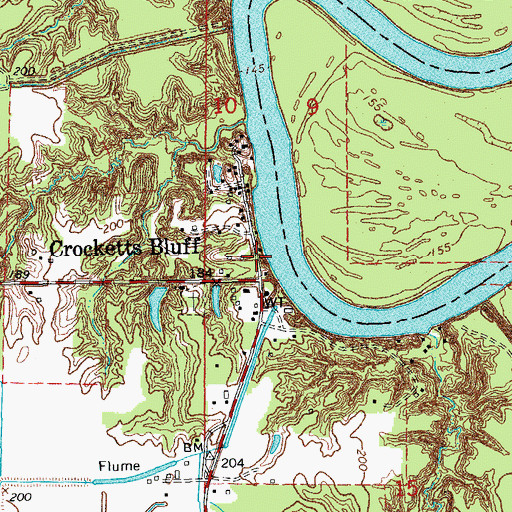 Topographic Map of Crocketts Bluff, AR