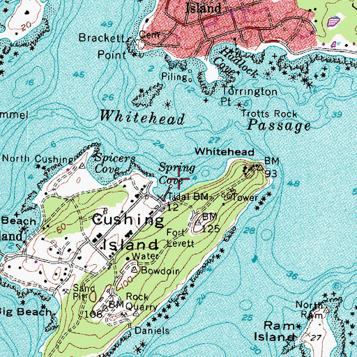 Topographic Map of Spring Cove, ME