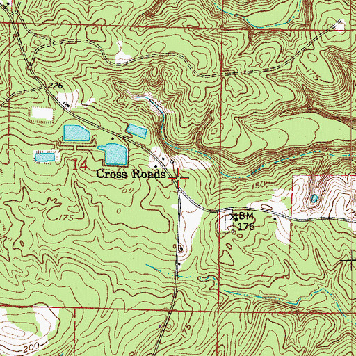 Topographic Map of Cross Roads, AR