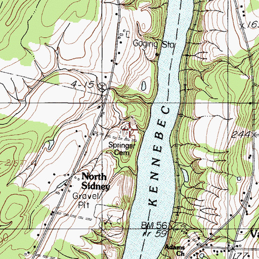 Topographic Map of Springer Cemetery, ME