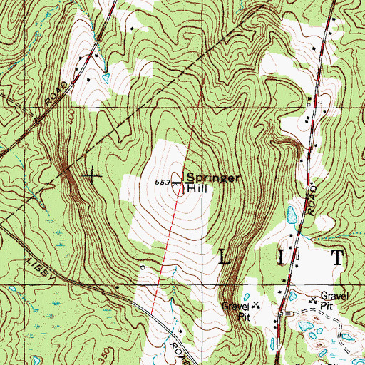 Topographic Map of Springer Hill, ME