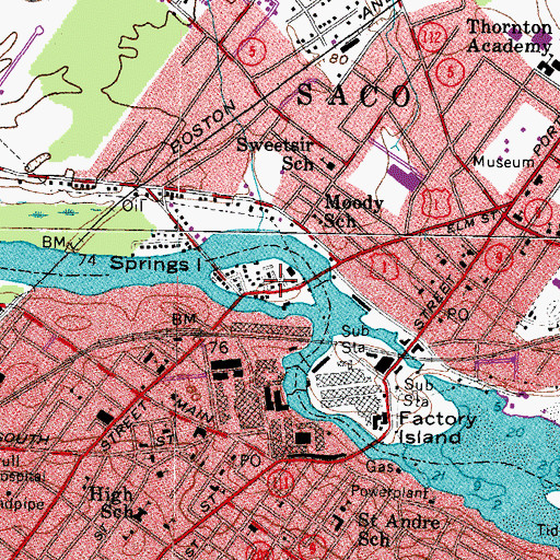Topographic Map of Springs Island, ME