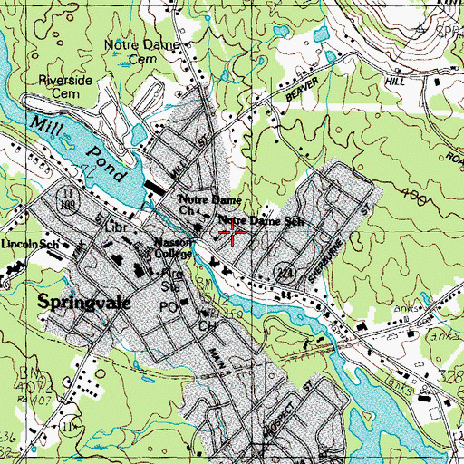 Topographic Map of Springvale, ME