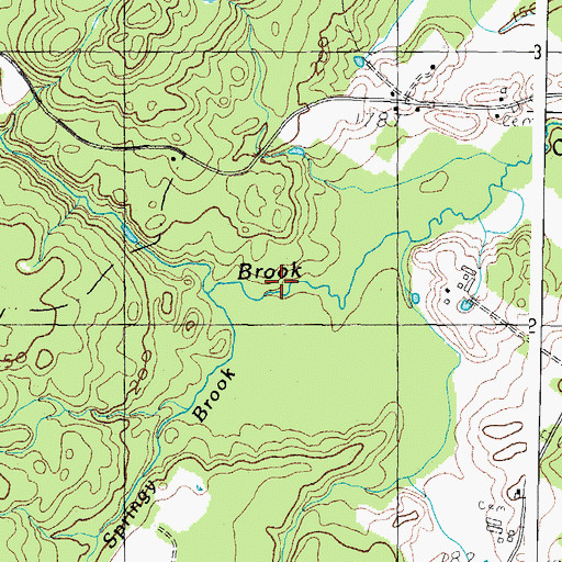 Topographic Map of Springy Brook, ME