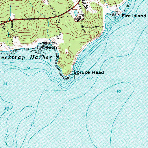 Topographic Map of Spruce Head, ME