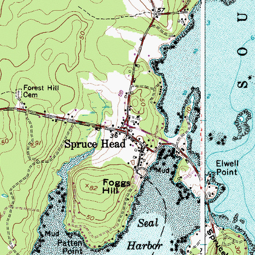 Topographic Map of Spruce Head, ME