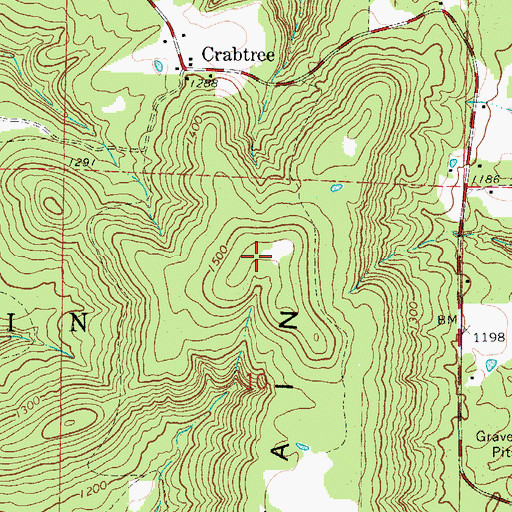 Topographic Map of Crowell Mountain, AR
