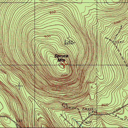 Topographic Map of Spruce Mountain, ME