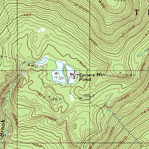 Topographic Map of Spruce Mountain Pond, ME