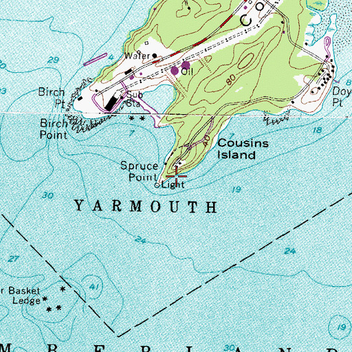 Topographic Map of Spruce Point, ME