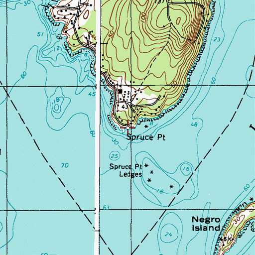 Topographic Map of Spruce Point, ME