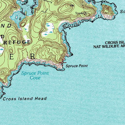 Topographic Map of Spruce Point, ME