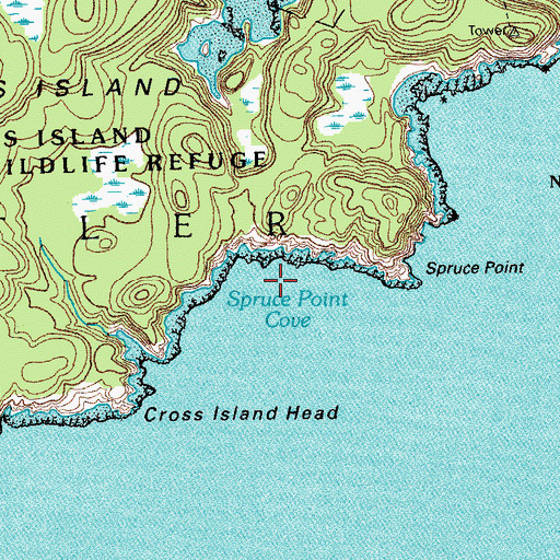 Topographic Map of Spruce Point Cove, ME