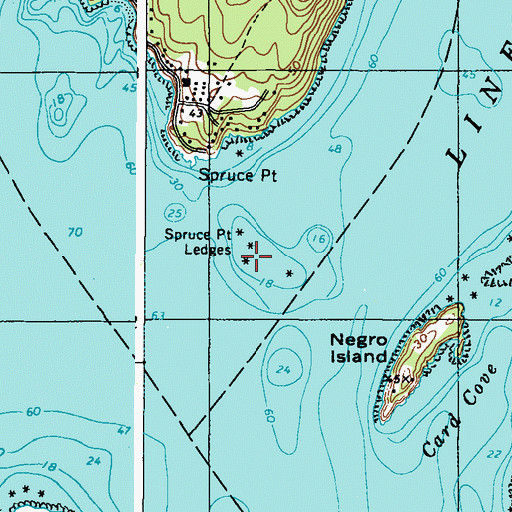 Topographic Map of Spruce Point Ledges, ME