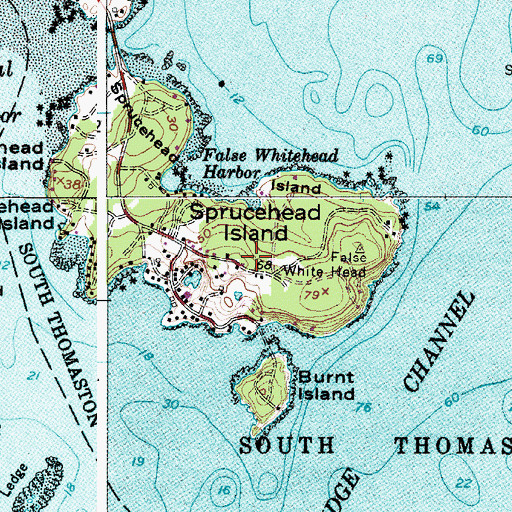 Topographic Map of Sprucehead Island, ME
