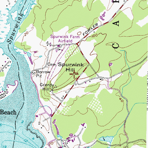 Topographic Map of Spurwink Hill, ME